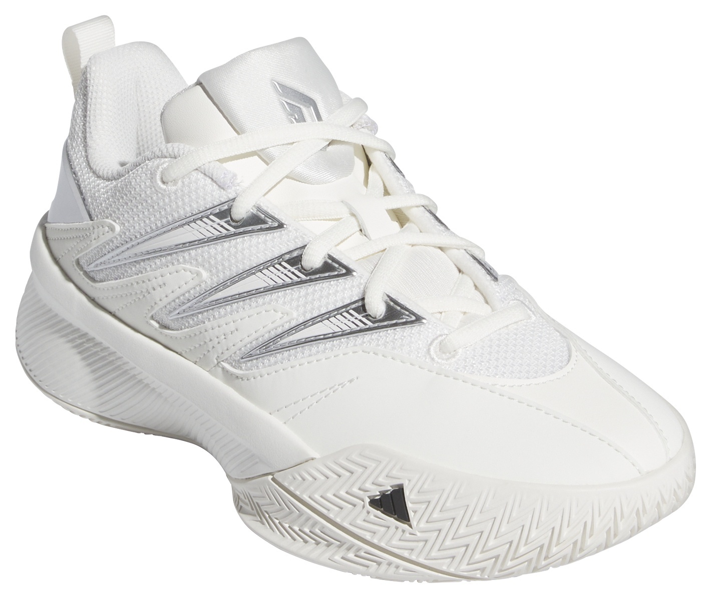adidas Kids' Grade School Certified Damian Lillard 3 Basketball Shoes - White/Black/Silver - View 6