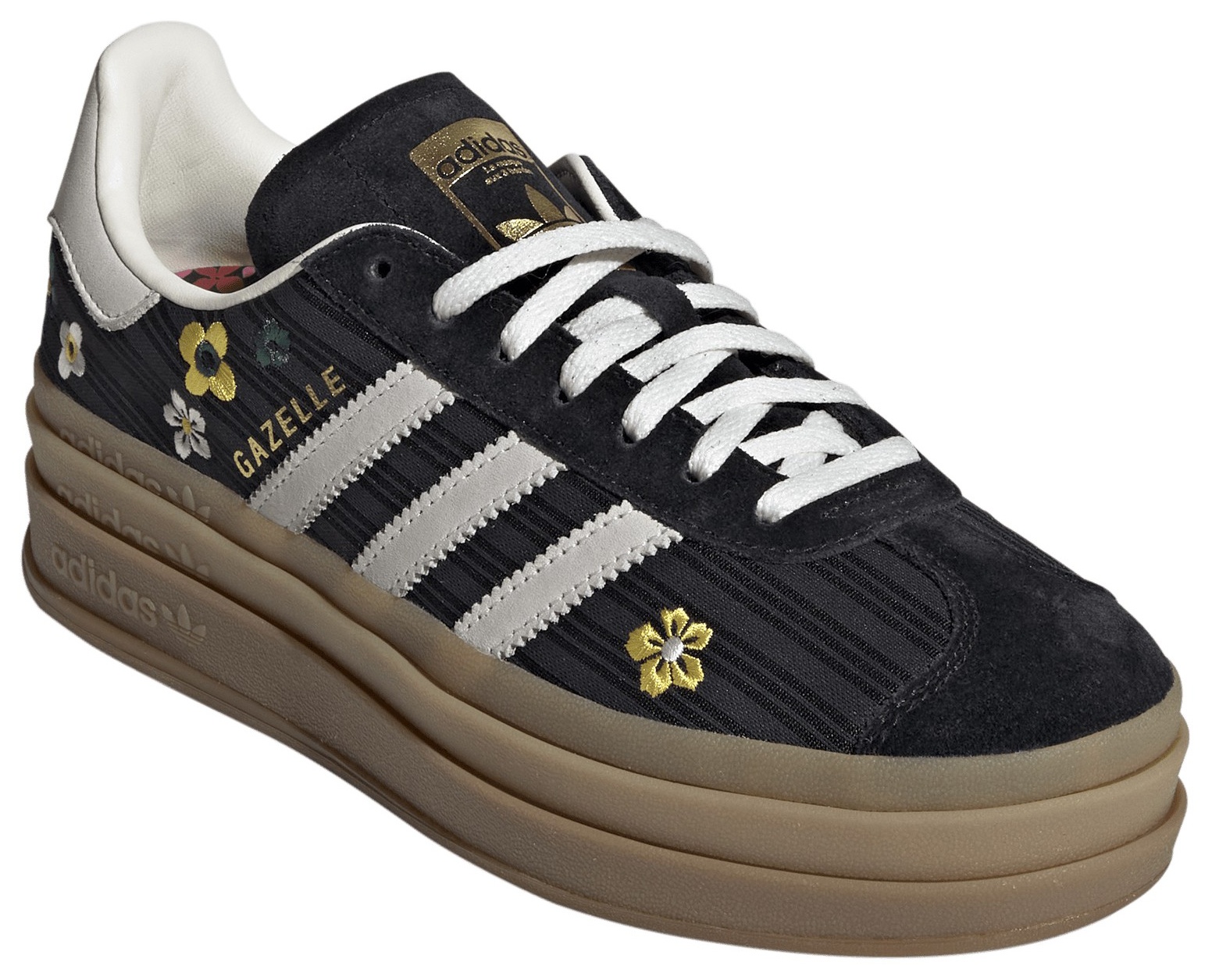 adidas Originals Women's Gazelle Bold Shoes - Core Black/Off White/Eqt Yellow - View 5