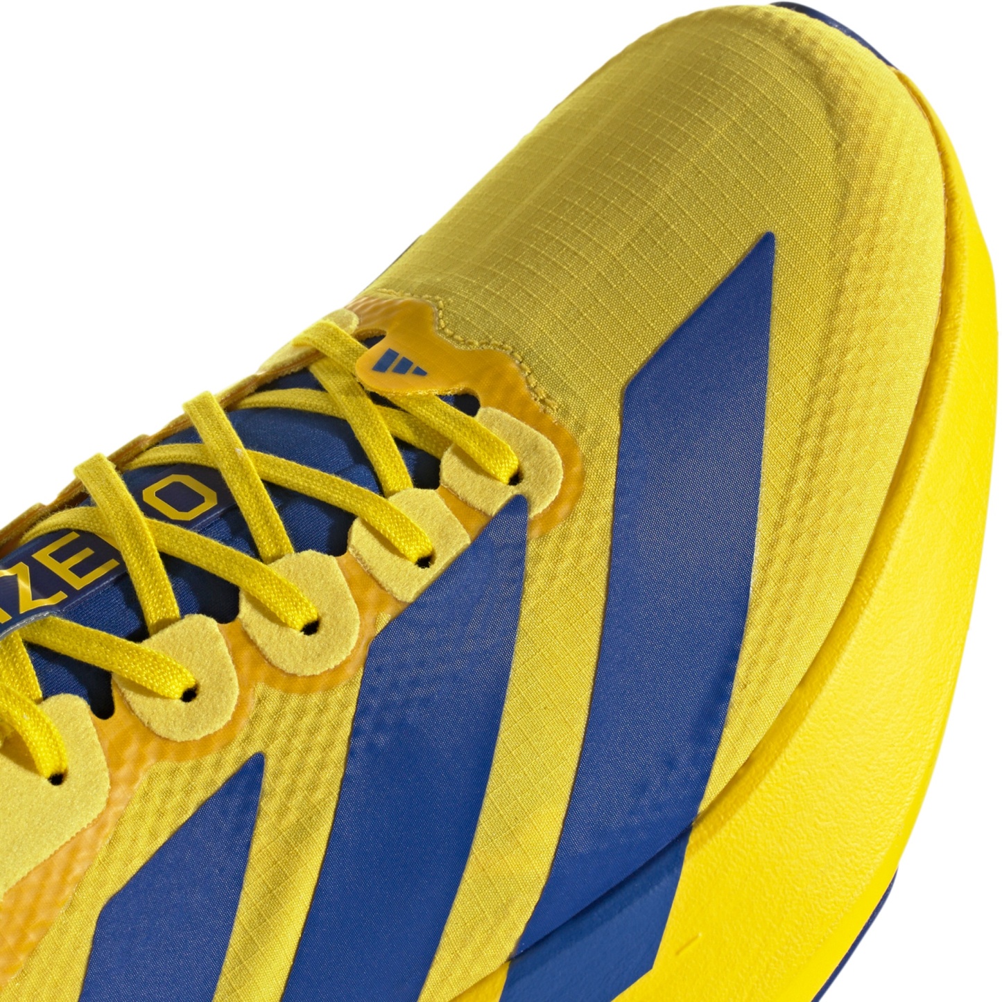 adidas Men's Adizero EVO SL Woven Running Shoes - Yellow/Team Royal Blue/Iron Met. - View 8