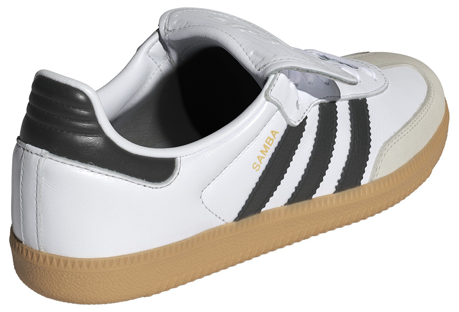 adidas Women's Long Tongue Samba Shoes - Ftwr White/Core Black/Gold Met - View 6
