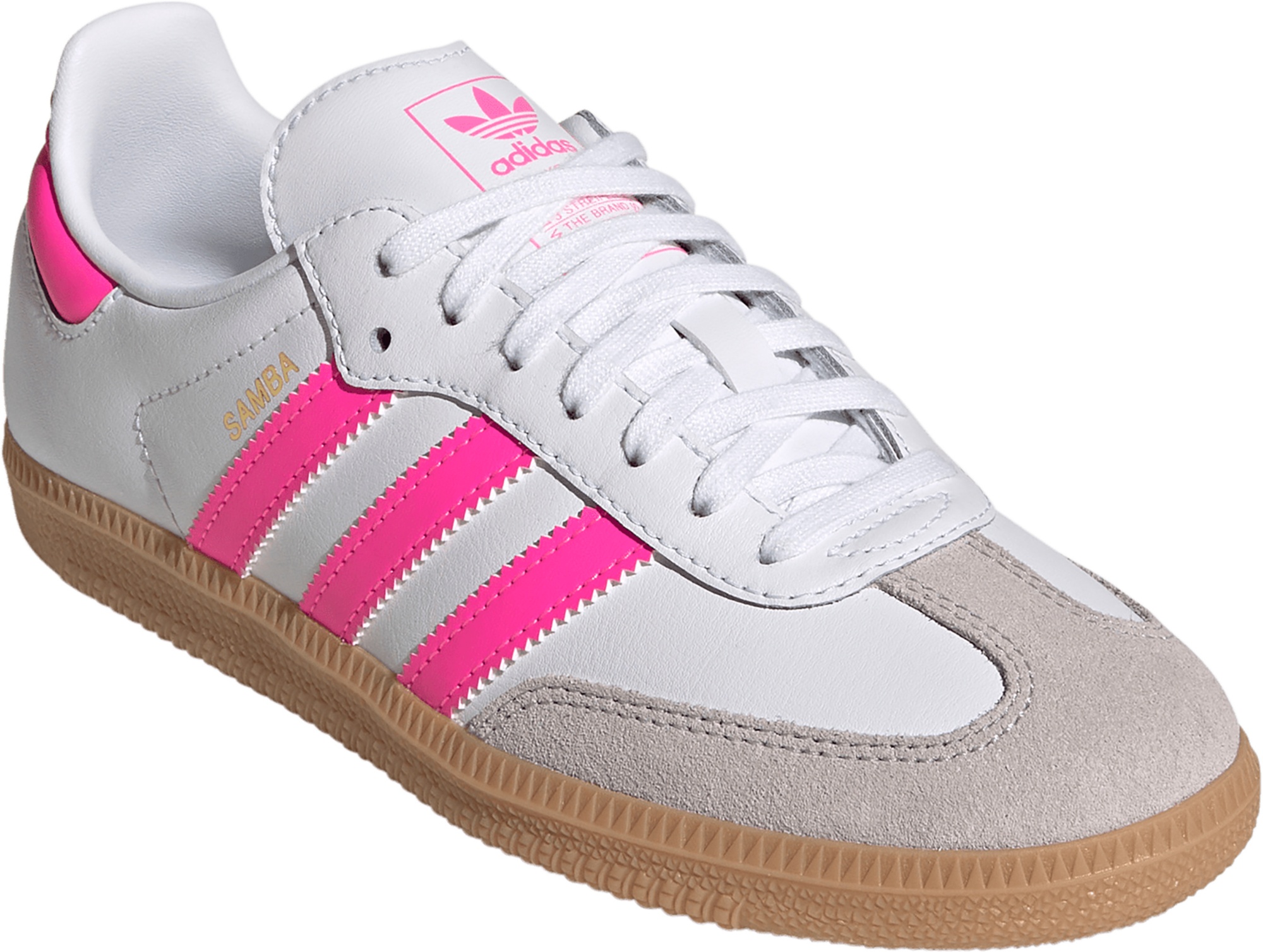 adidas Kids' Grade School Samba OG Shoes - White/Hot Pink - View 5