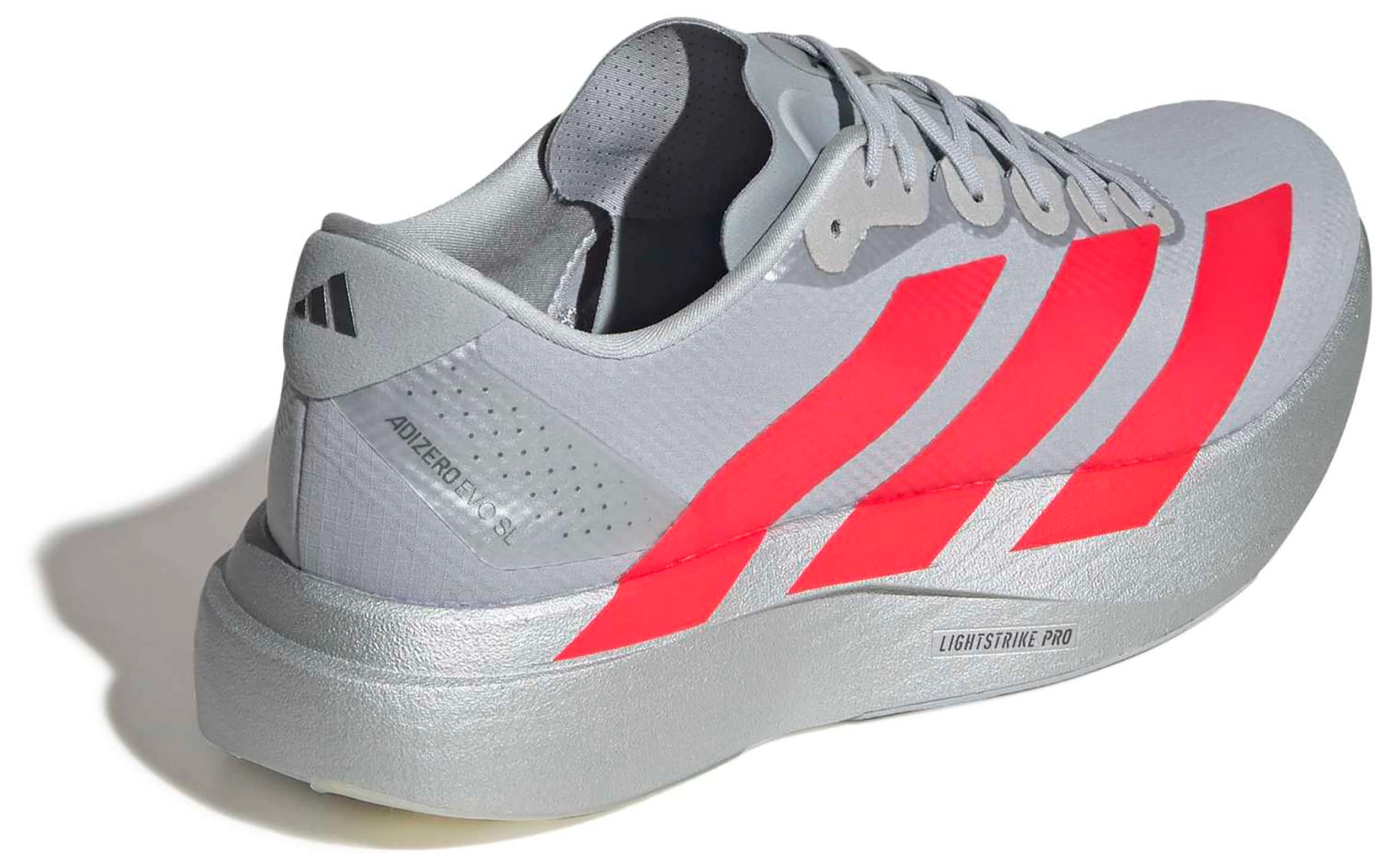 adidas Men's Adizero EVO SL Running Shoes - Silver Metallic/Lucid Red/Iron Metallic - View 6