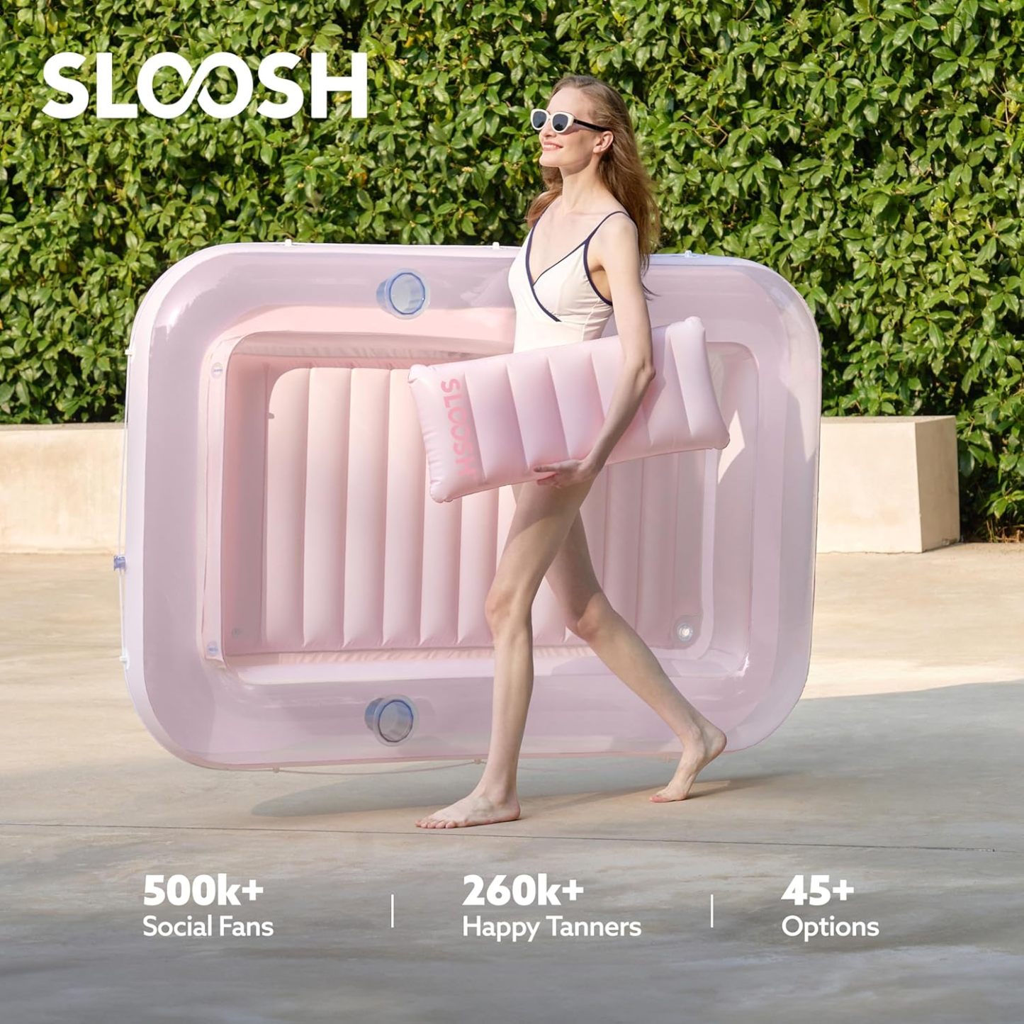 Inflatable Tanning Pool Lounger Float, 70" x 46" Pool Floats Adult with Pillow