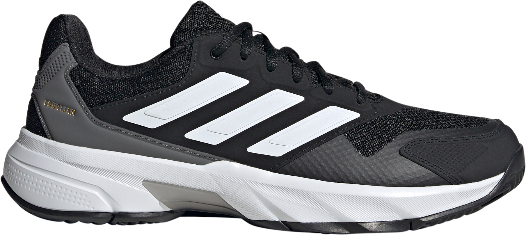 adidas Men's CourtJam Control 3 Tennis Shoes - Black/White/Grey - View 1