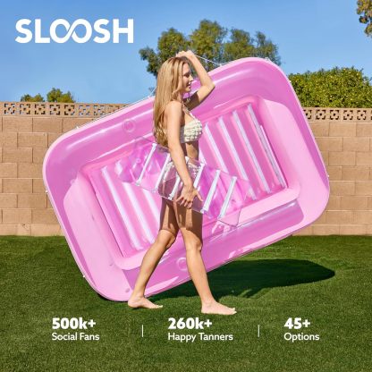 Inflatable Tanning Pool Lounger Float, 70" x 46" Pool Floats Adult with Pillow