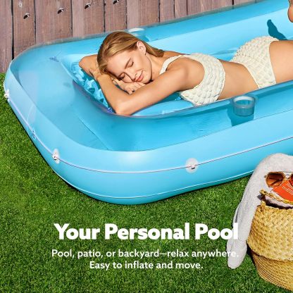 Inflatable Tanning Pool Lounger Float, 70" x 46" Pool Floats Adult with Pillow