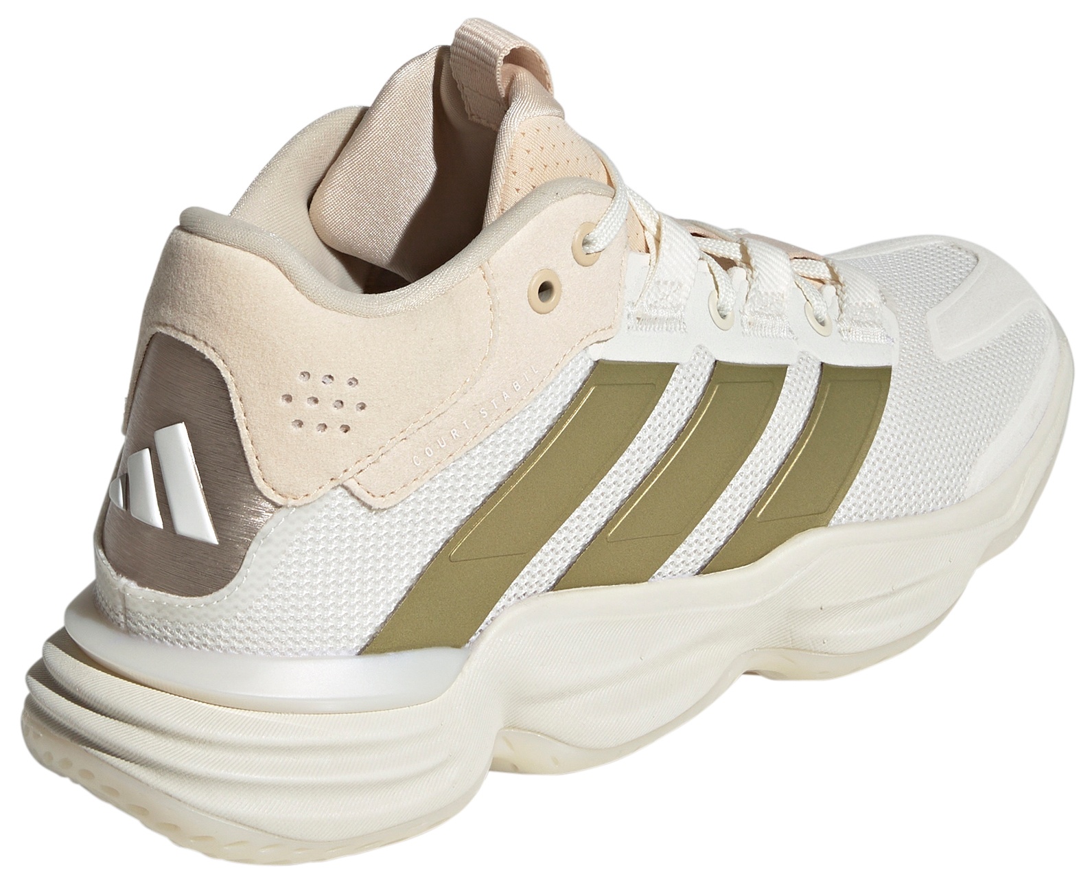 adidas Women's Court Stabil Volleyball  Shoes - White/Gold - View 6