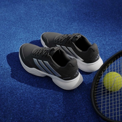 adidas Women's GameCourt 3 All Court Tennis Shoes - Core Black/Silver Met./Ftwr White - View 11