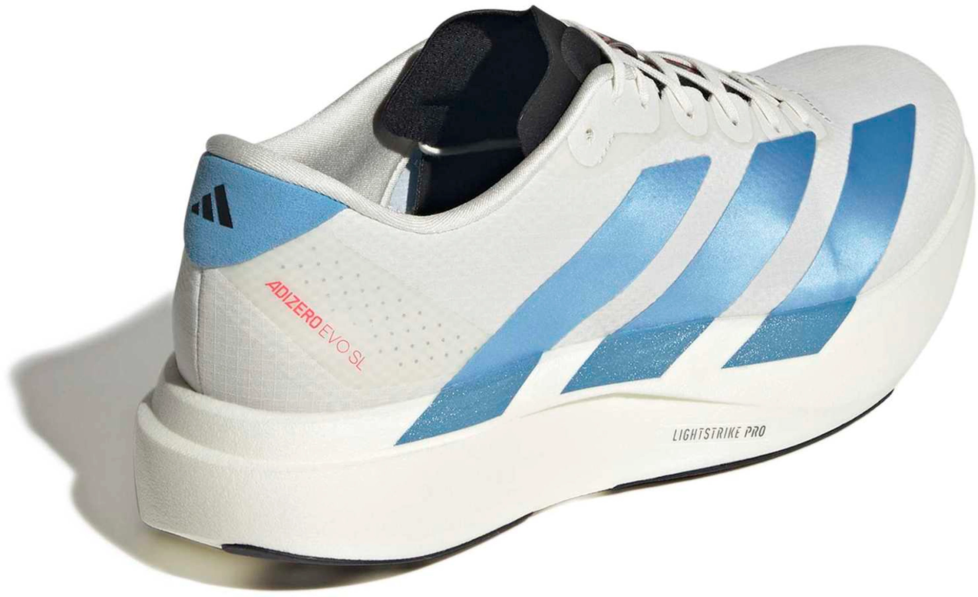 adidas Men's Adizero EVO SL Woven Running Shoes - White/Light Blue/Bright Red - View 6