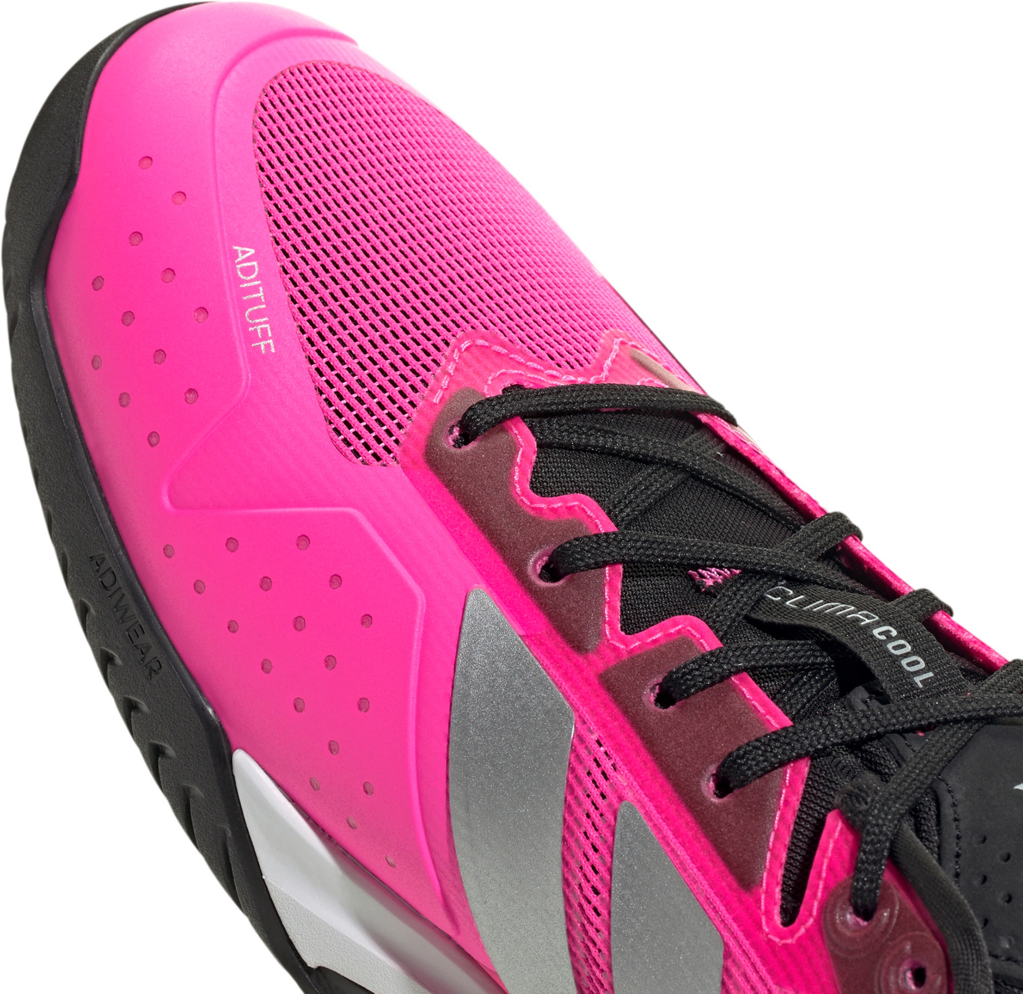 adidas Men's Adizero Ubersonic 5 Tennis Shoes - Pink/Silver Mtllc/Blk - View 10
