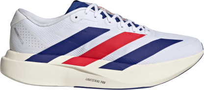 adidas Men's Adizero EVO SL Woven Running Shoes - Ftwr White/Mystery Ink/Pure Ruby - View 1