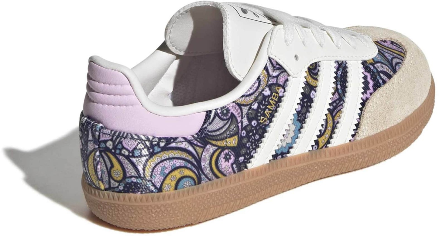 adidas Kids' Preschool Samba OG Shoes - Core White/Orchid Fusion/Gum 2 - View 6