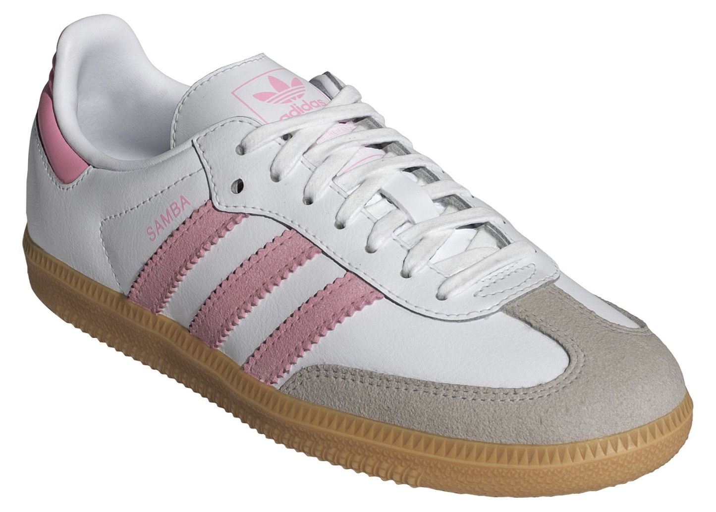 adidas Kids' Grade School Samba OG Shoes - White/Light Pink/Gum - View 5