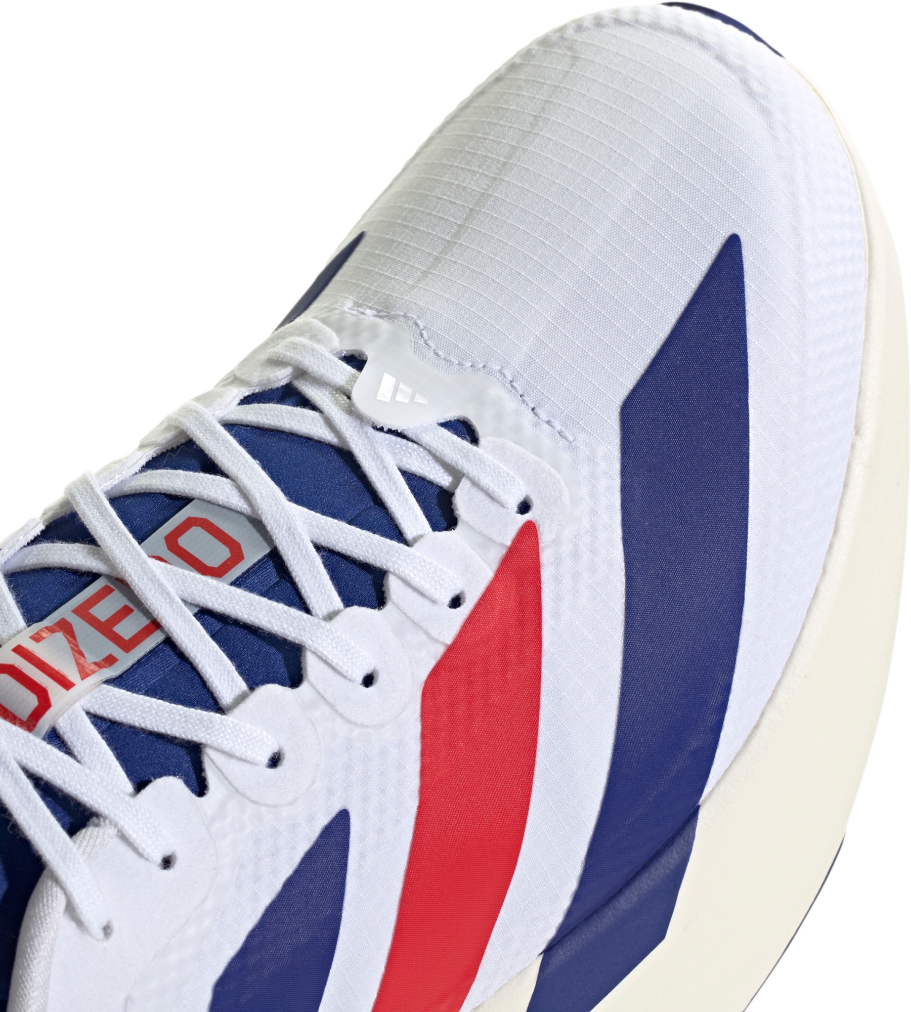 adidas Men's Adizero EVO SL Woven Running Shoes - Ftwr White/Mystery Ink/Pure Ruby - View 7