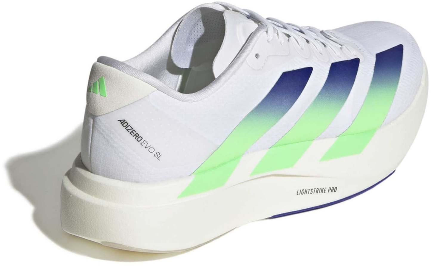 adidas Men's Adizero EVO SL Woven Running Shoes - White/Beam Green/White - View 6