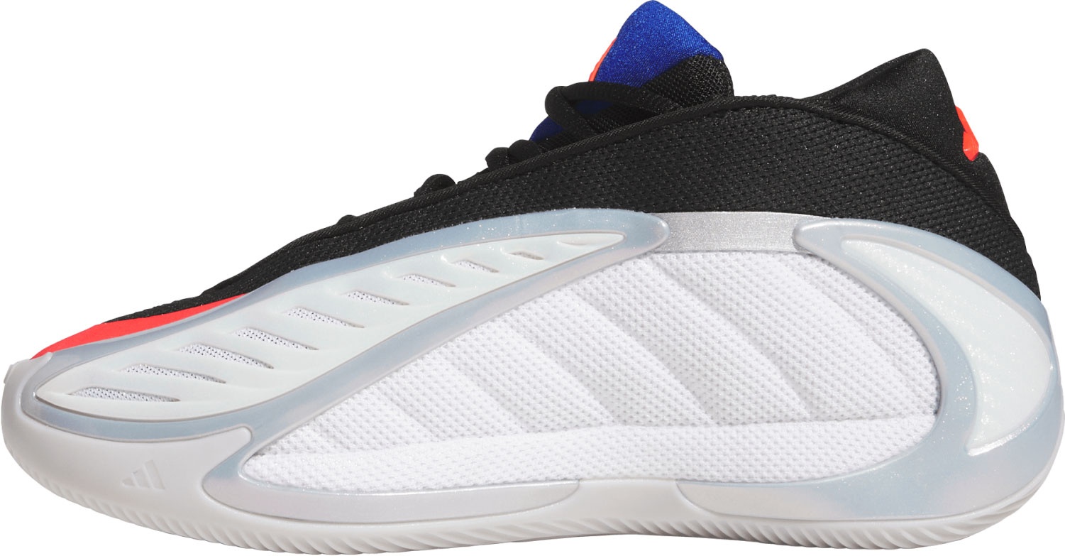 adidas Kids' Grade School Anthony Edwards 2 'Icon' Basketball Shoes - White/Lucid Red/Silver Metallic - View 4
