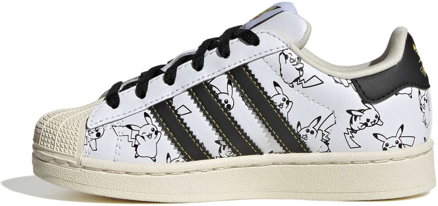 adidas x Pokémon Kids' Preschool Superstar II Shoes - White/Core Black/Gold Met - View 4