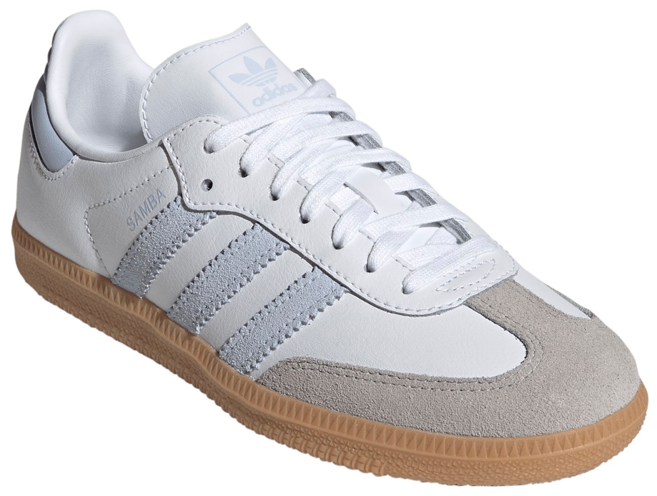 adidas Kids' Grade School Samba OG Shoes - White/Sky/Gum - View 5