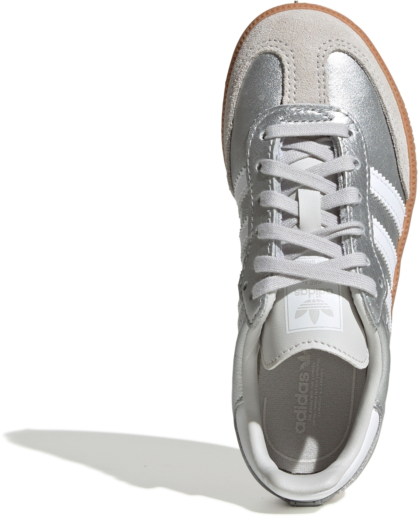 adidas Kids' Preschool Samba OG Shoes - Silver Met/Ftwr White/Gum 3 - View 2