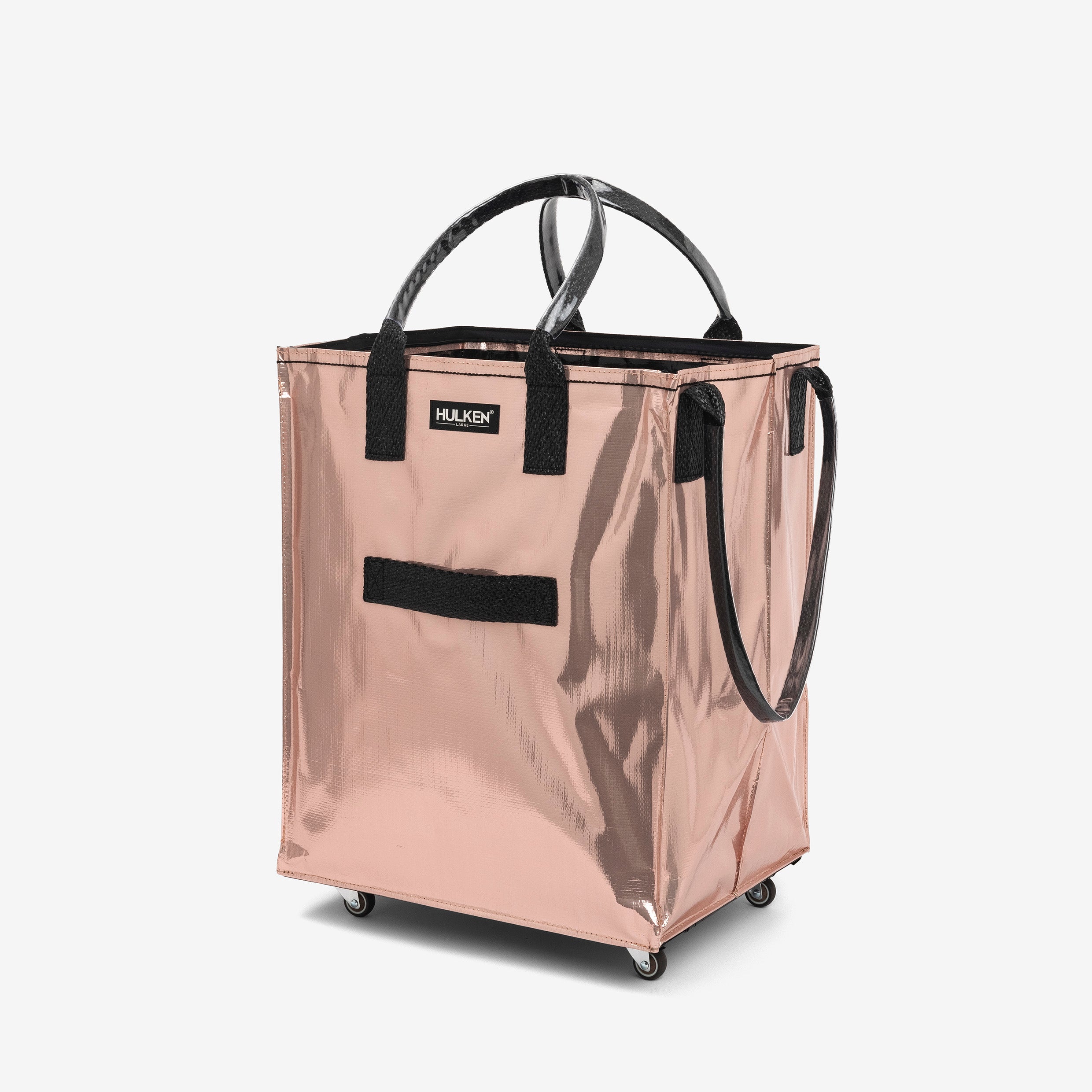 Hulkthten Foldable Rolling Tote Bag with Zip Top Closure