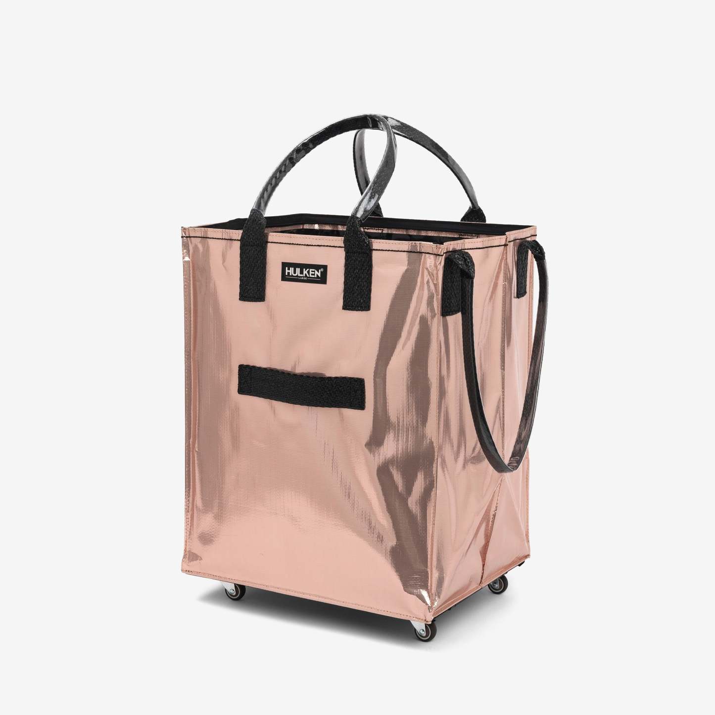 Hulkthten Foldable Rolling Tote Bag with Zip Top Closure