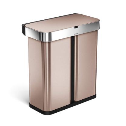 Simpleththuman 58 litre dual compartment rectangular sensor bin with voice and motion control