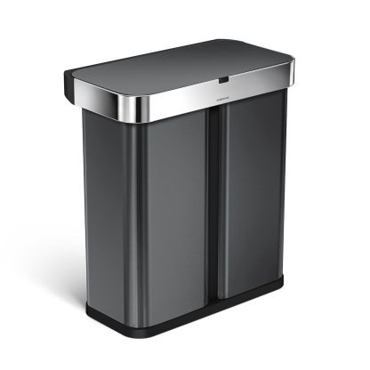 Simpleththuman 58 litre dual compartment rectangular sensor bin with voice and motion control