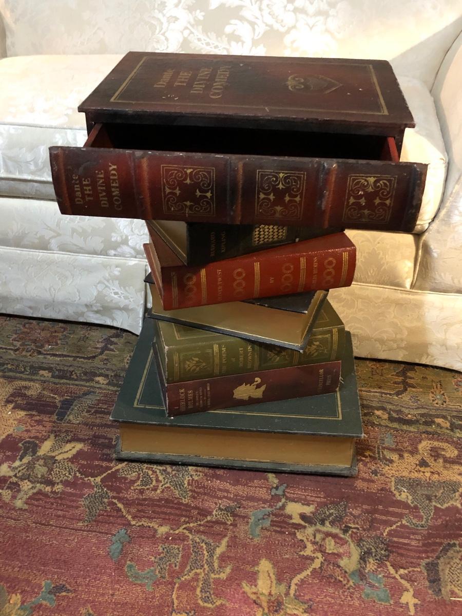 English Side Table in the Shape of Stacked Books