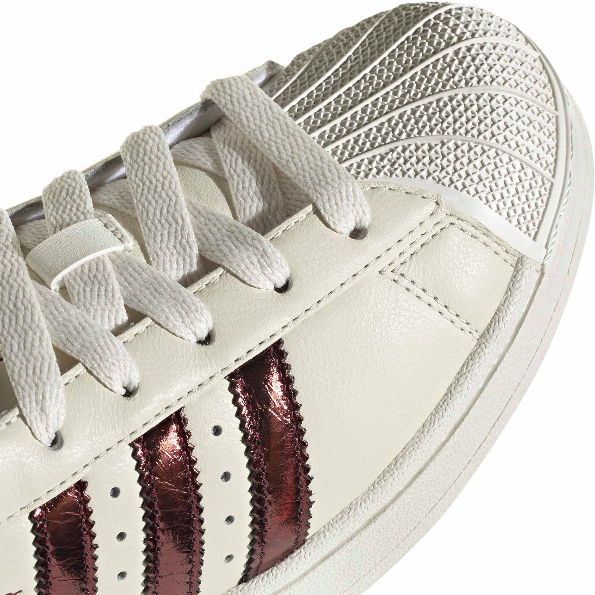 adidas Women's Superstar II Shoes - Off White/Maroon/Gold Met - View 8