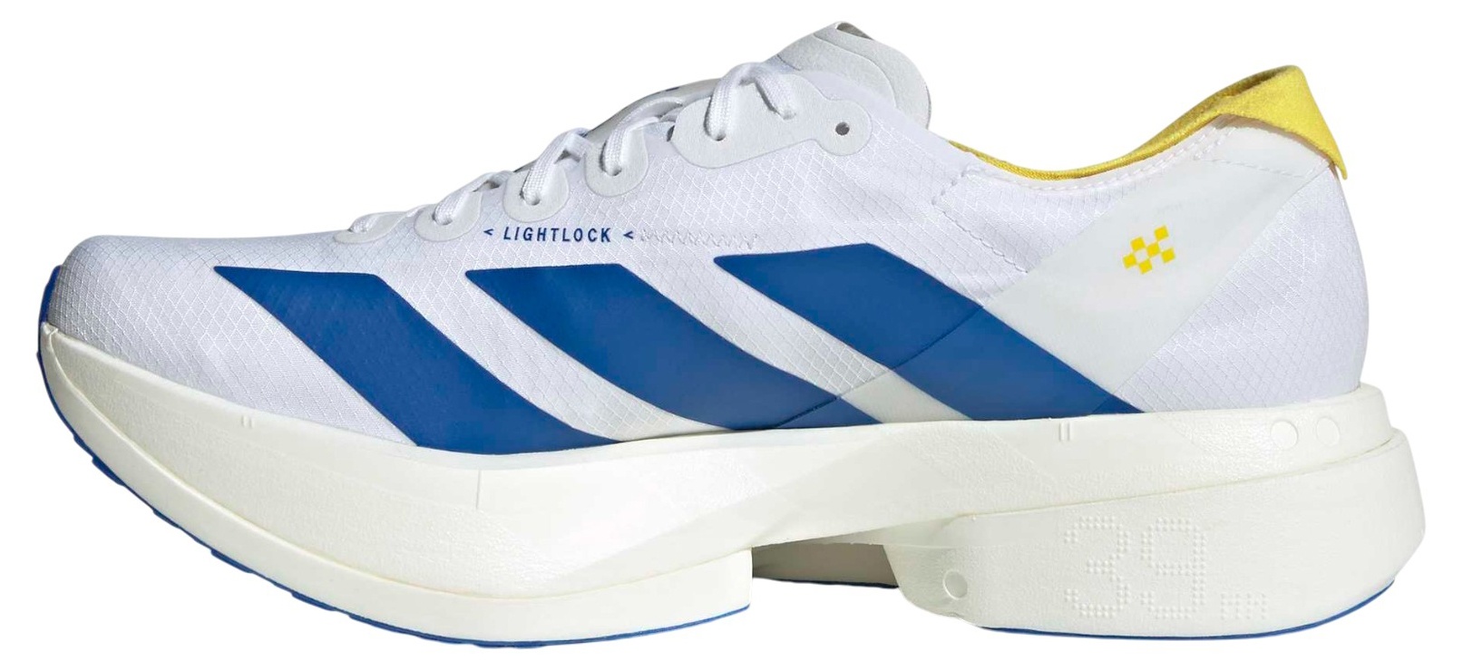 adidas Men's Adizero Adios Pro 4 Running Shoes - White/Blue/Yellow - View 4