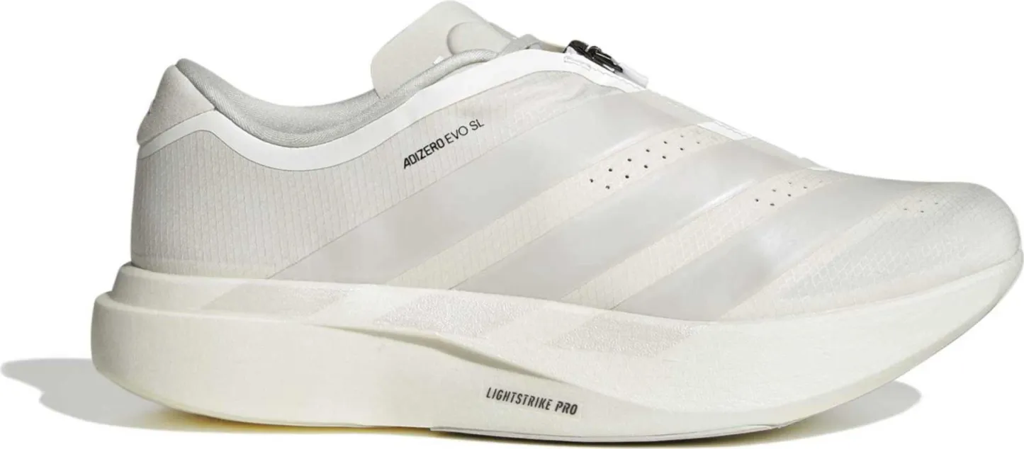 adidas Men's Adizero EVO SL Zip Running Shoes - Core White/Zero Met/Orbit Grey - View 1
