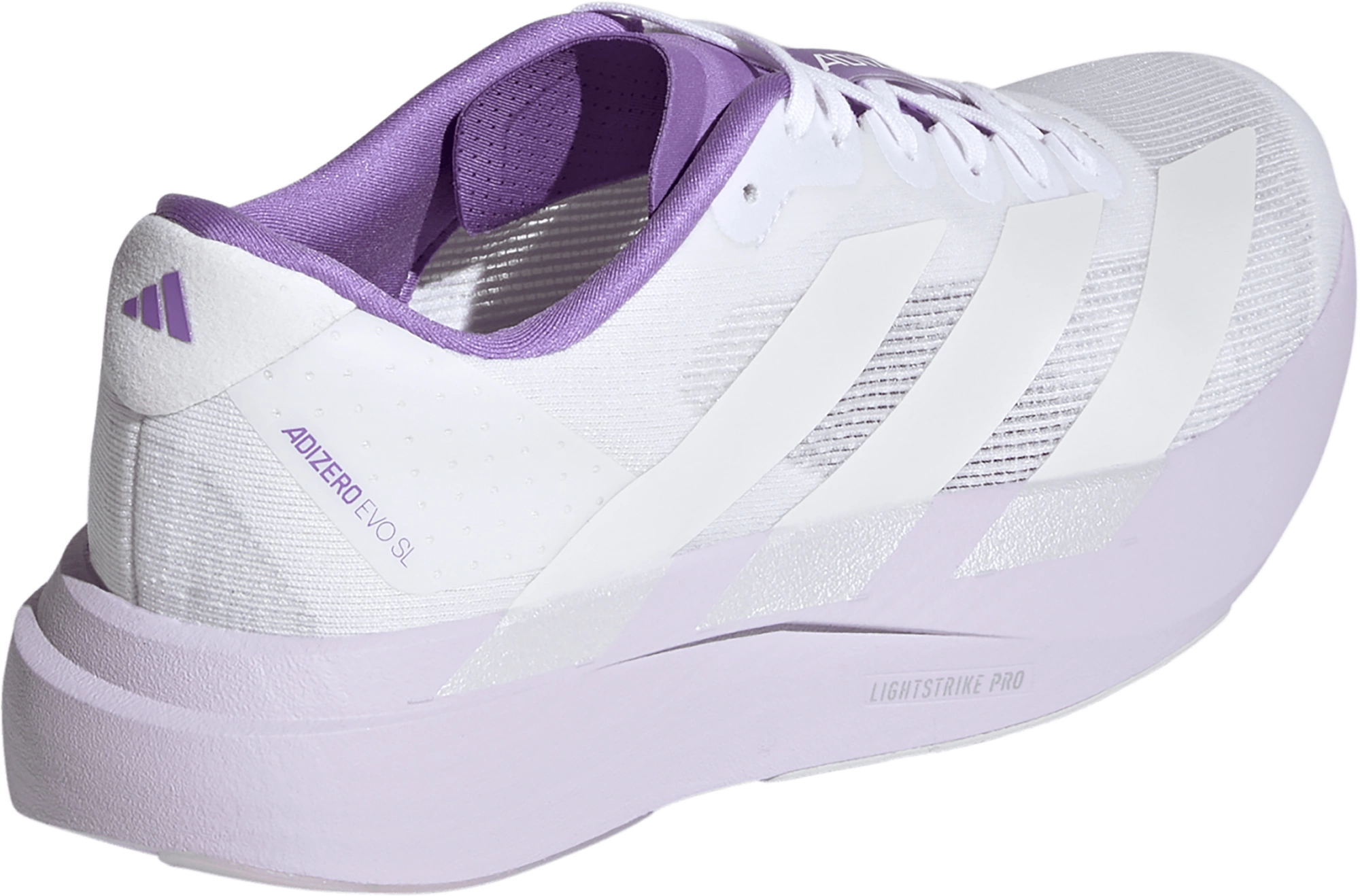 adidas Women's Adizero EVO SL Running Shoes - White/Zero Metallic/Purple Tint - View 6
