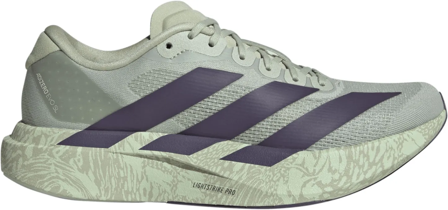 adidas Women's Adizero EVO SL Running Shoes - Halo Green/Trace Purple/Sandy Pink - View 1