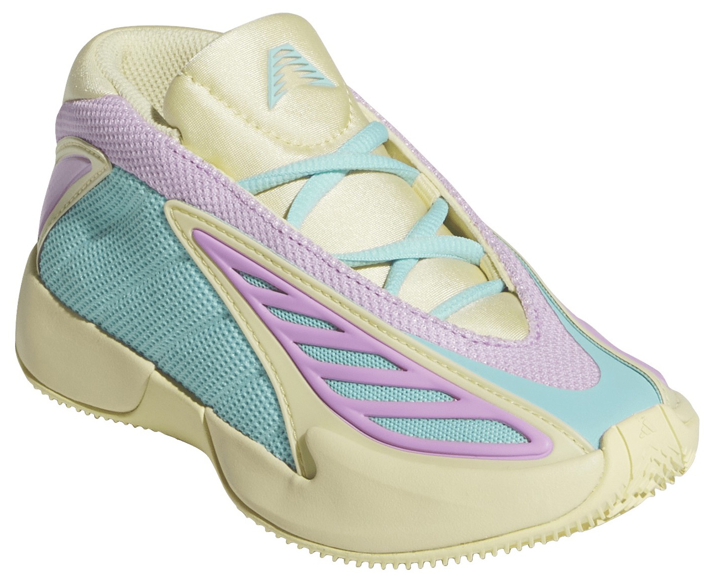 adidas Kids' Preschool Anthony Edwards 2 'Easter Egg' Basketball Shoes - Almost Yellow/Bliss Lilac/Flash Aqua - View 8