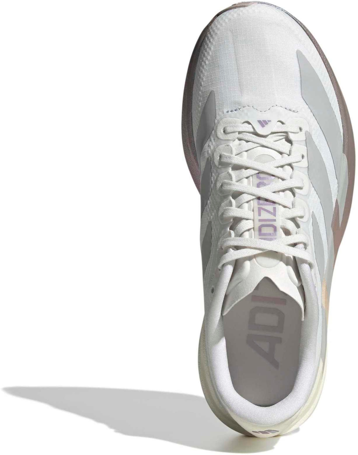 adidas Women's Adizero EVO SL Woven Running Shoes - White/Grey/Purple - View 2