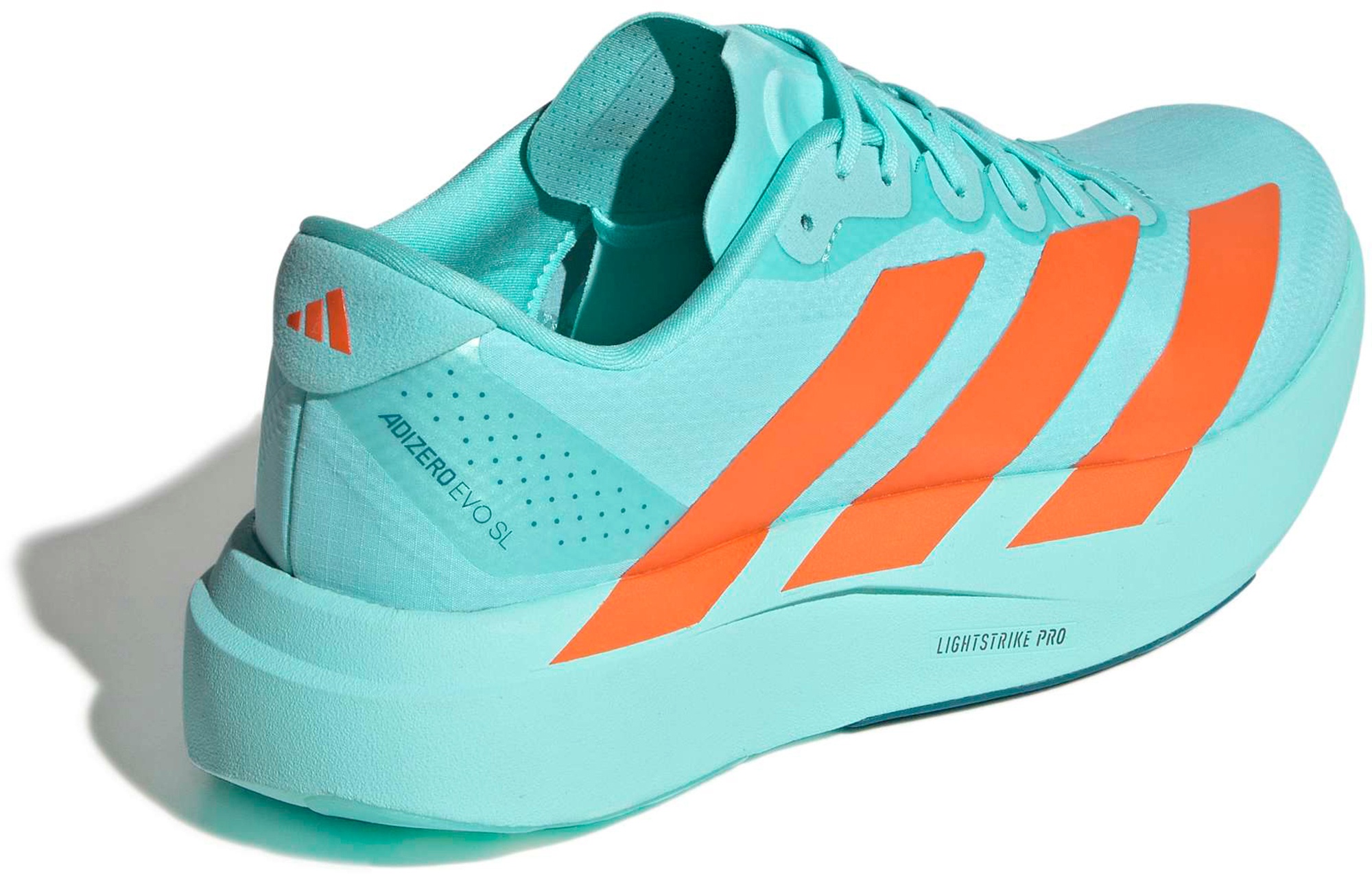 adidas Men's Adizero EVO SL Woven Running Shoes - Flash Aqua/Impct Orange/Arctic - View 6
