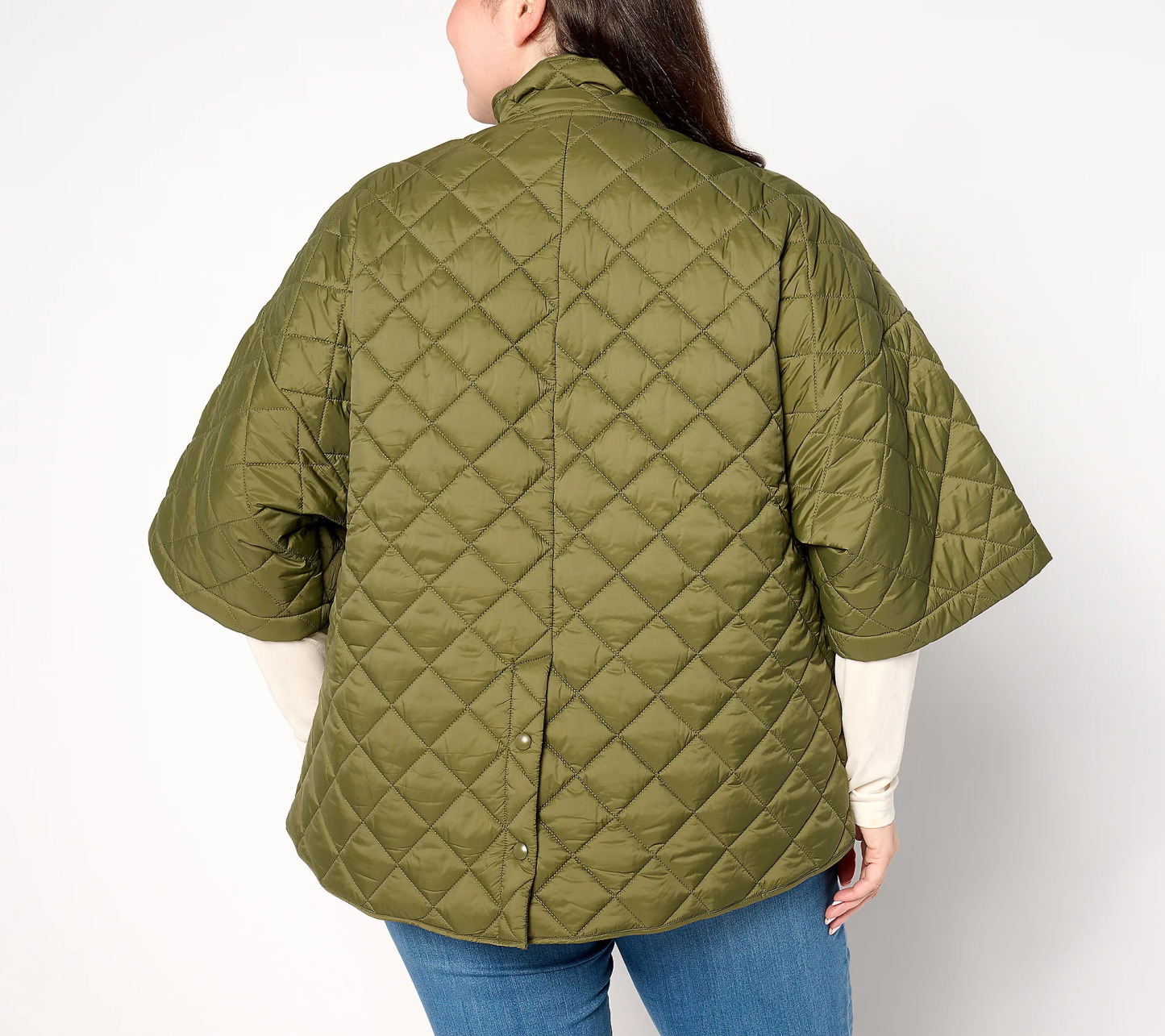 Jothtan Rithtvers Quilted 3/4-Sleeve Button Back Detailed Jacthtket