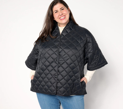 Jothtan Rithtvers Quilted 3/4-Sleeve Button Back Detailed Jacthtket