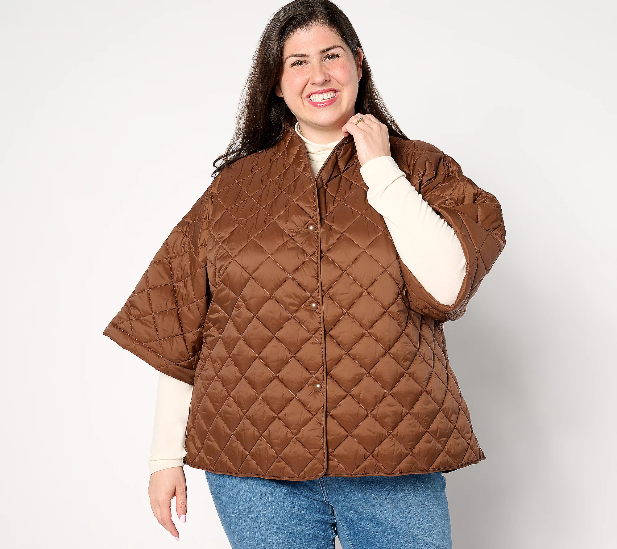 Jothtan Rithtvers Quilted 3/4-Sleeve Button Back Detailed Jacthtket