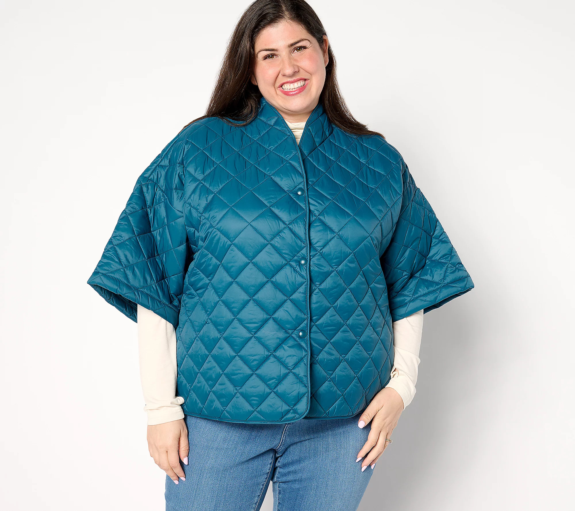 Jothtan Rithtvers Quilted 3/4-Sleeve Button Back Detailed Jacthtket