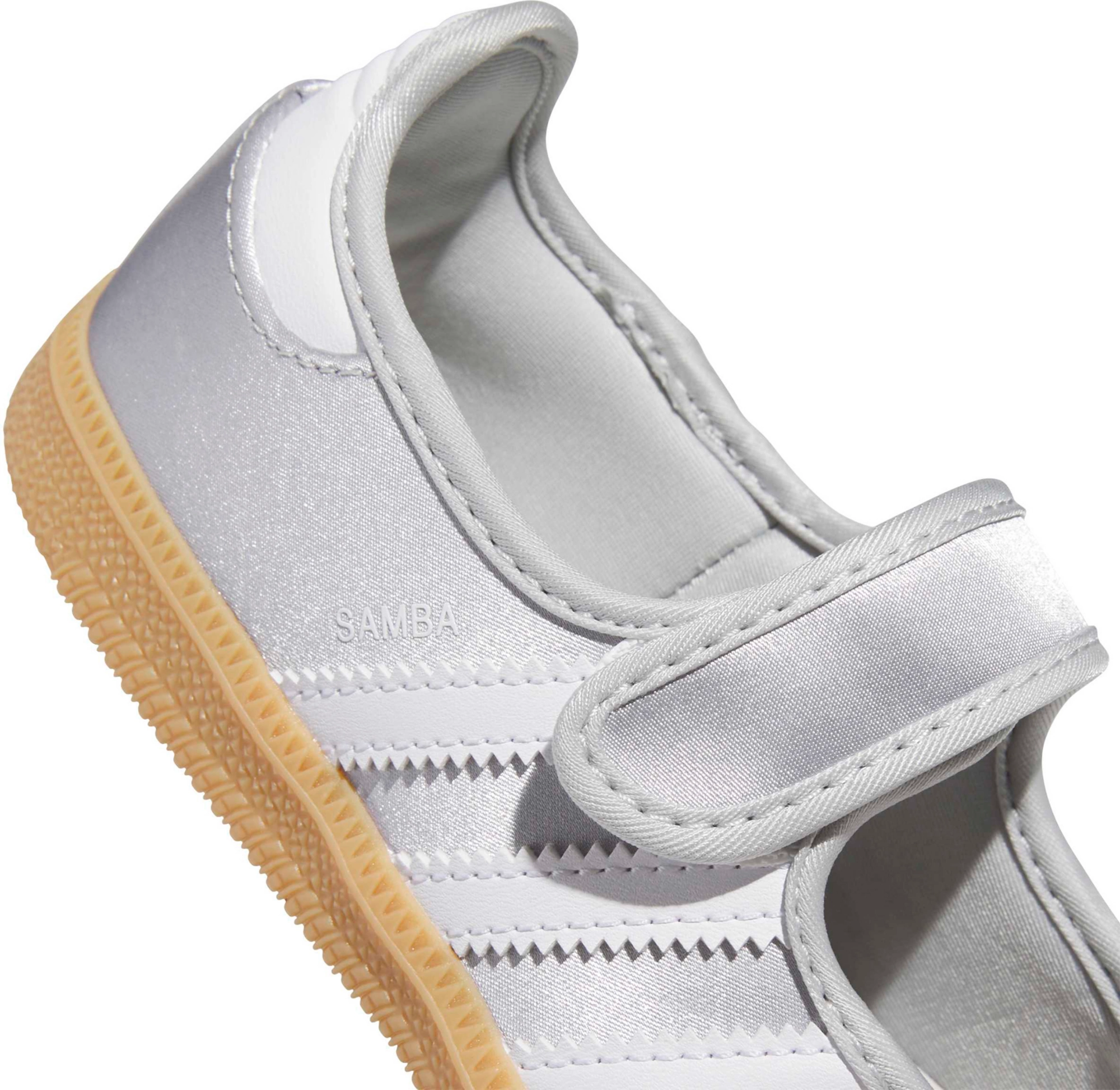adidas Kids' Preschool Samba Jane Shoes - Silver Met/Ftwr White/Gum 3 - View 6