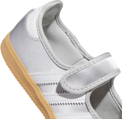 adidas Kids' Preschool Samba Jane Shoes - Silver Met/Ftwr White/Gum 3 - View 6