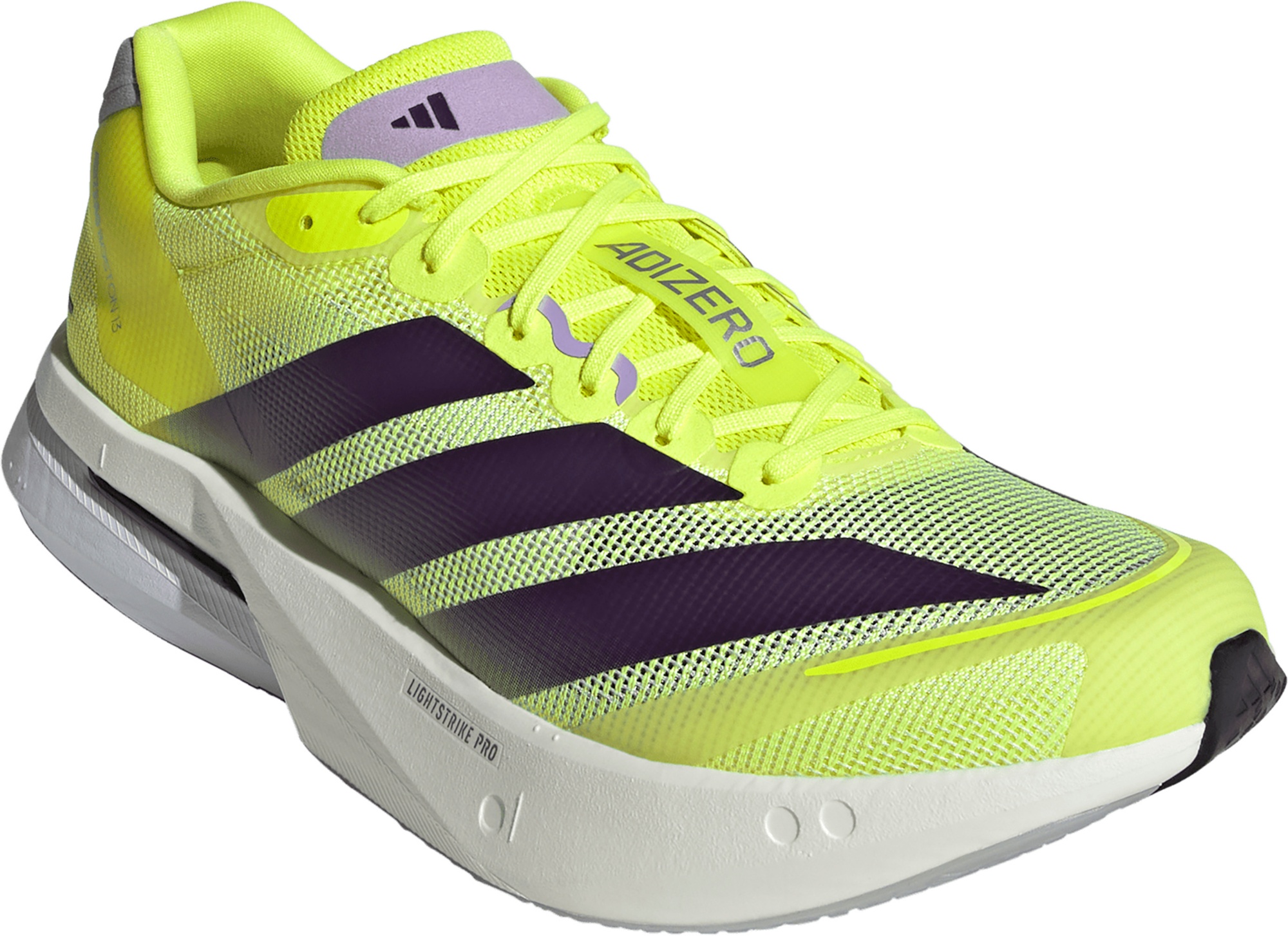 adidas Men's Adizero Boston 13 Running Shoes - Solar Yellow/Aurora Plum/Powder Plum - View 5
