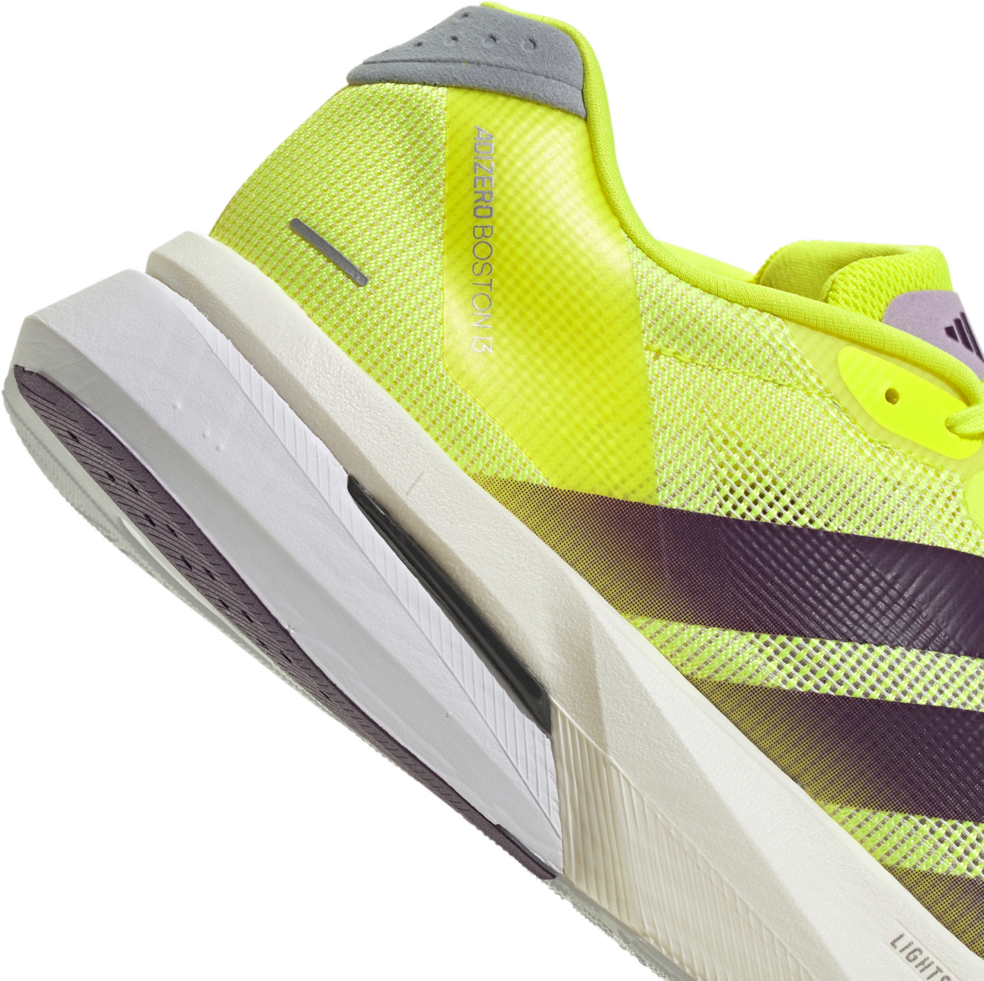 adidas Men's Adizero Boston 13 Running Shoes - Solar Yellow/Aurora Plum/Powder Plum - View 6