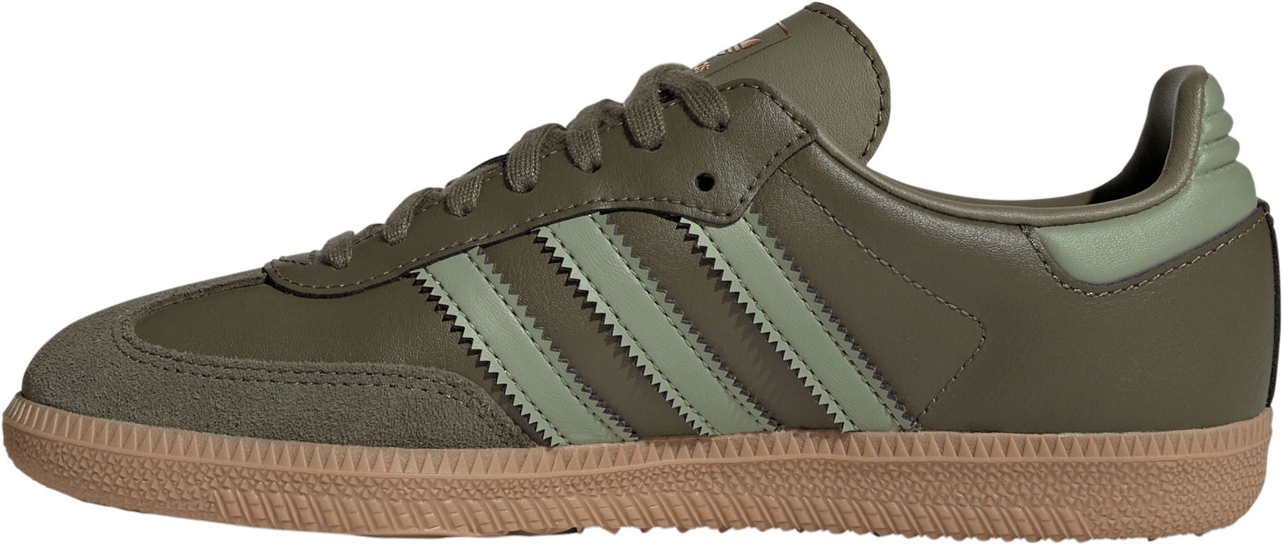 adidas Kids' Grade School Samba OG Shoes - Olive Strata/Tent Green/Gum4 - View 4