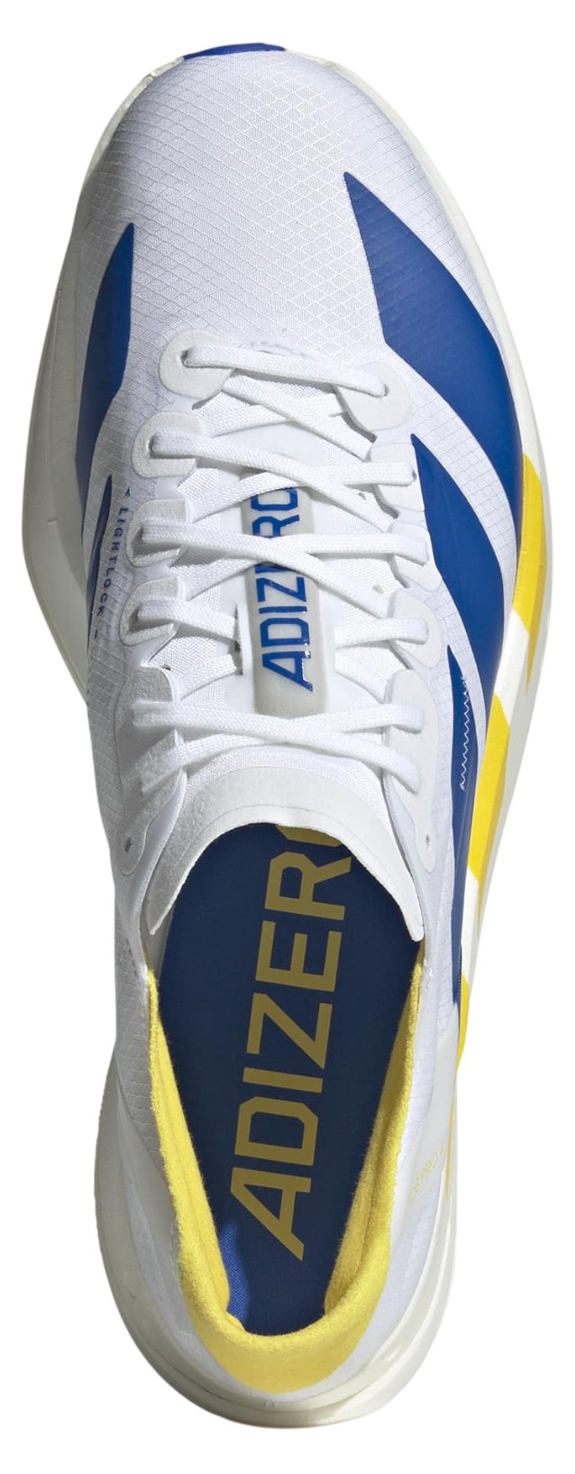 adidas Men's Adizero Adios Pro 4 Running Shoes - White/Blue/Yellow - View 2
