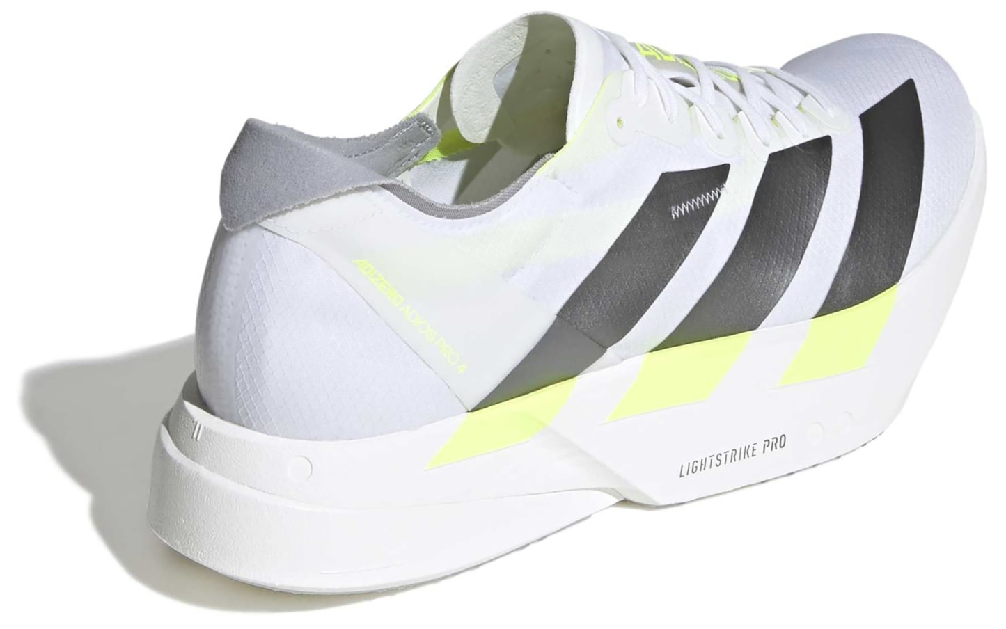 adidas Men's Adizero Adios Pro 4 Running Shoes - Ftwr White/Iron Met./Solar Yellow - View 6