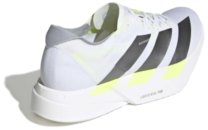adidas Men's Adizero Adios Pro 4 Running Shoes - Ftwr White/Iron Met./Solar Yellow - View 6