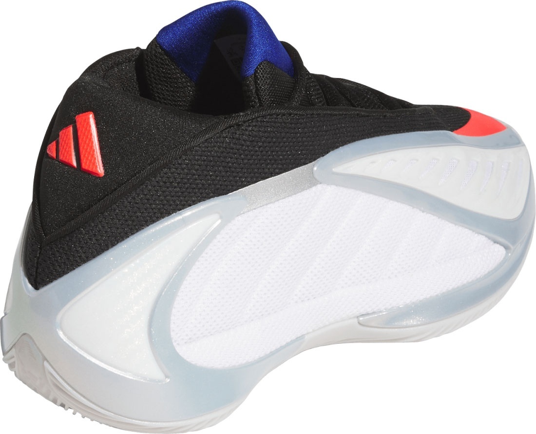 adidas Kids' Grade School Anthony Edwards 2 'Icon' Basketball Shoes - White/Lucid Red/Silver Metallic - View 5