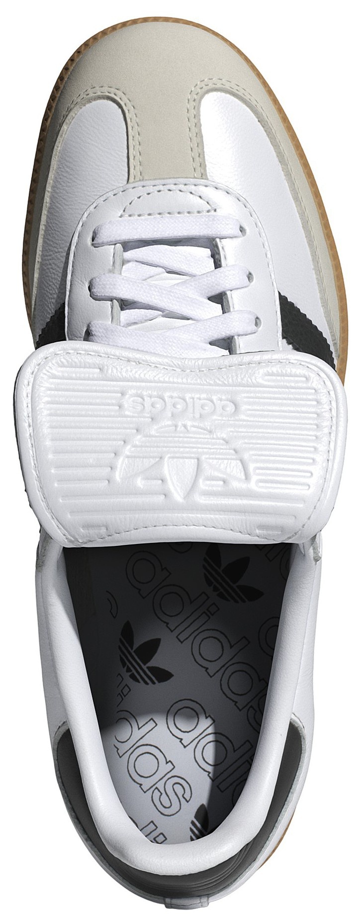 adidas Women's Long Tongue Samba Shoes - Ftwr White/Core Black/Gold Met - View 2